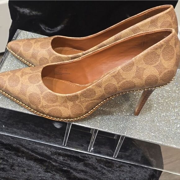 Coach Samantha Signature Coated Canvas Dress Pumps- Tan - Picture 8 of 10